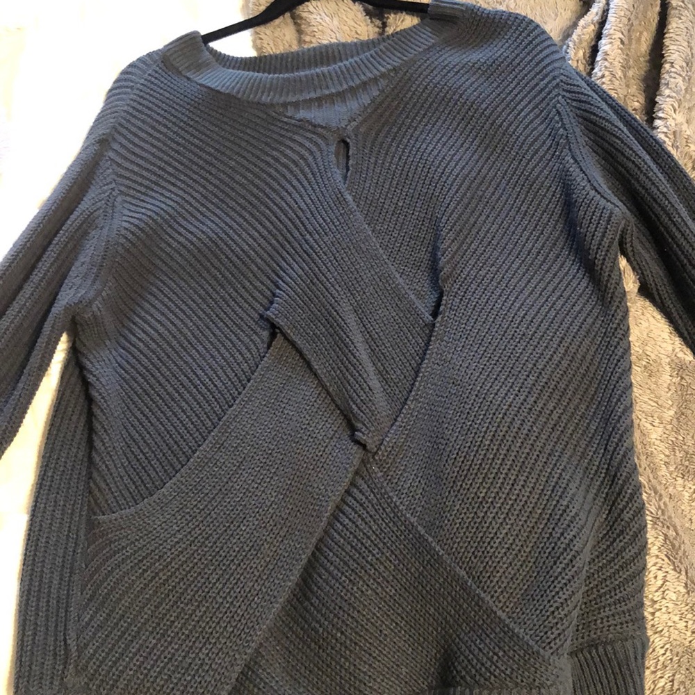 Blue oversized dress up sweater